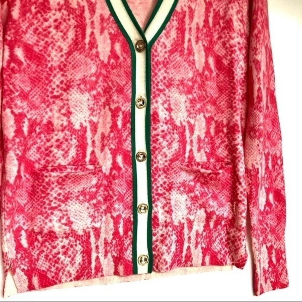 Juicy Couture Pink Python Print Wool Cardigan S - image 6